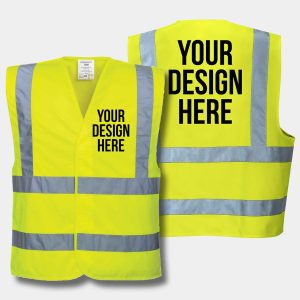 Custom Printed Yellow Hi Vis Vest Workwear Outdoor